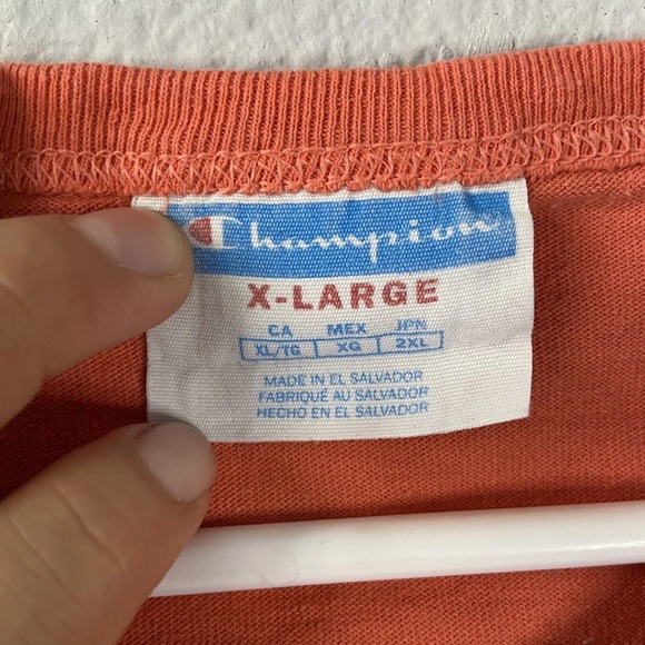 Champion | Men’s Short Sleeve Orange Crew Neck Embroidered Logo Sports Size XL - Picture 4 of 8